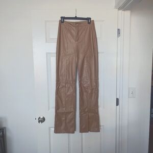 Tan Faux Leather Pants